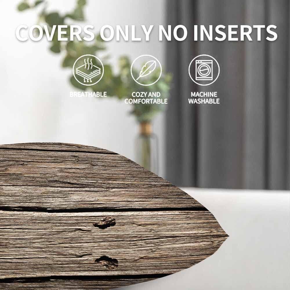 Beabes Juego de 2 fundas de cojín cuadradas con textura de tablones de madera antigua, nostálgica, rústica, decorativa, para dormitorio, sala de