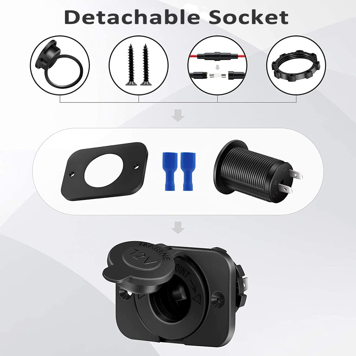 Enchufe universal para encendedor de cigarrillos de automóvil, color dorado, 12 V CC a prueba de agua, para automóvil, motocicleta, ATV, RV, enchufe
