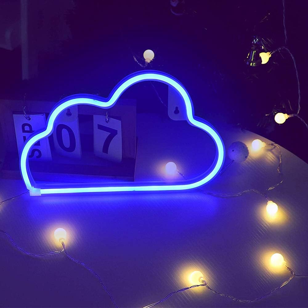 YouOKLight Letrero de nube de neón, luz LED de nube, luces de noche, luces de neón alimentadas por batería o USB, para decoración de pared,