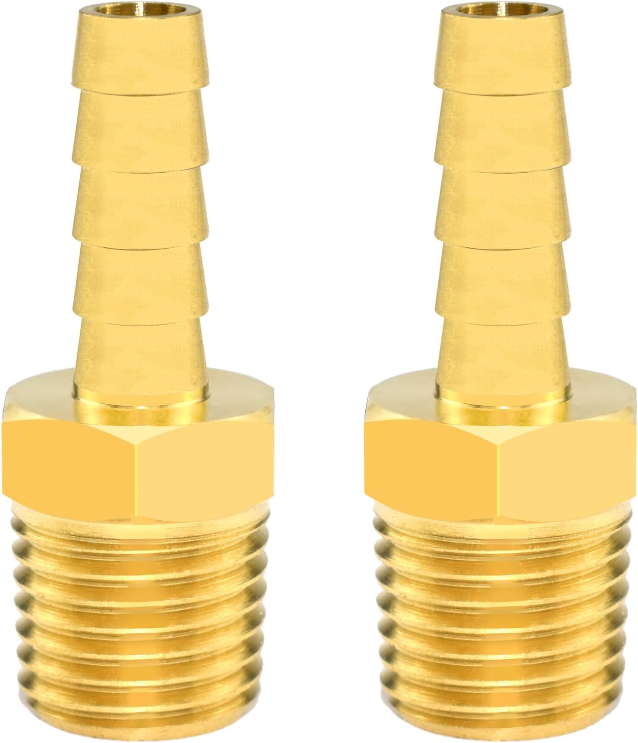 SDTC Tech Paquete de 2 accesorios de púas de manguera de latón de 14 pulgadas de púa x 14 pulgadas NPT macho adaptador de accesorios de tubería
