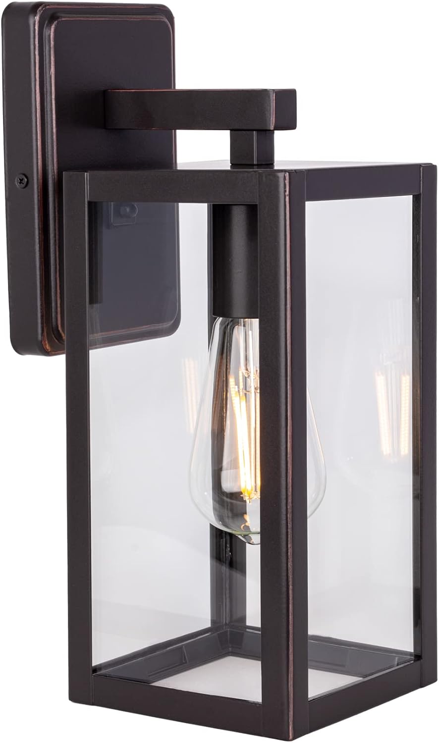 LIT-PaTH Farol de pared para exteriores, aplique de pared como accesorio de iluminación de porche con una base E26 máximo de 60 W, carcasa de metal