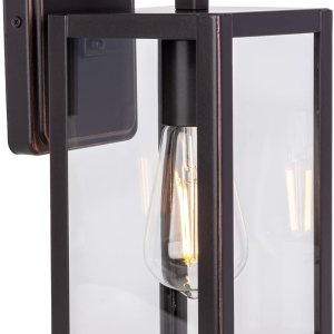 LIT-PaTH Farol de pared para exteriores, aplique de pared como accesorio de iluminación de porche con una base E26 máximo de 60 W, carcasa de metal LIT-PaTH Farol de pared para exteriores, aplique de pared como accesorio de iluminación de porche con una base E26 máximo de 60 W, carcasa de metal