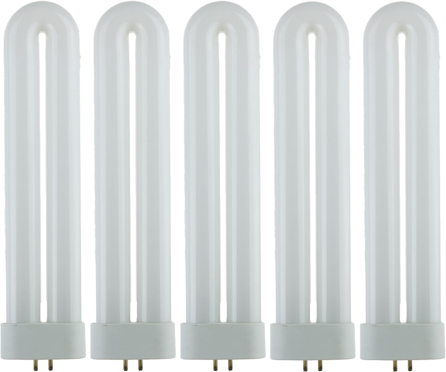 Sunlite 40484-SU T6 Bombilla fluorescente en forma de U, 15 vatios, luz UV, longitud de onda de color de 365 nm, base GX10q de 4 pines, enchufable,