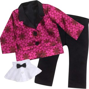 Sophia’s – Muñeca de 18″ – Blazer de satén con estampado magenta, Dickie blanco con pajarita y pantalones de vestir negros Sophia’s – Muñeca de 18″ – Blazer de satén con estampado magenta, Dickie blanco con pajarita y pantalones de vestir negros