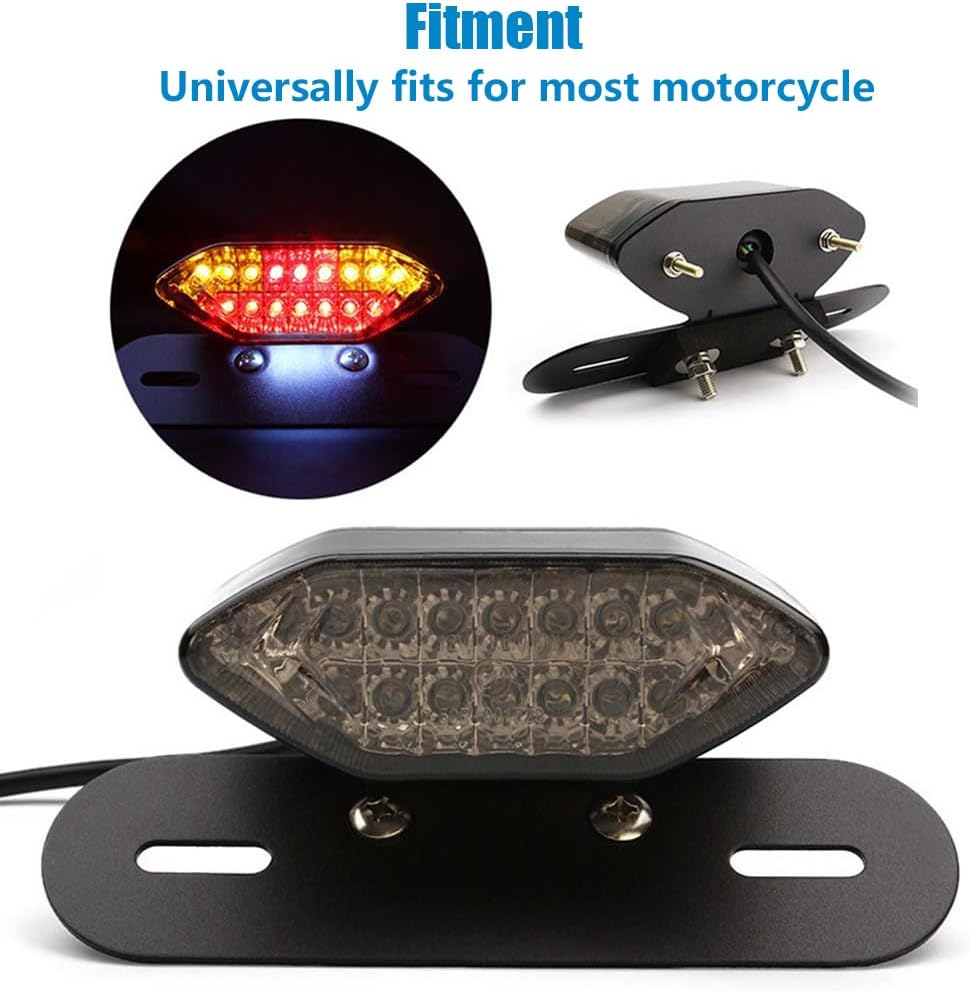 BISHERDER Luz de freno de motocicleta, universal 5 cables 16 LED luz trasera de motocicleta con señales de giro Bisherder12v Luz de matrícula de