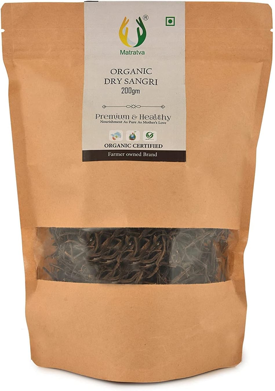 Matratva Sangri seco orgánico 3.53oz Ker Sangri Rajasthani Dry Sangri Sukha Saag Frijoles secos Khejri Sanghri sin conservantes añadidos, 3.5274