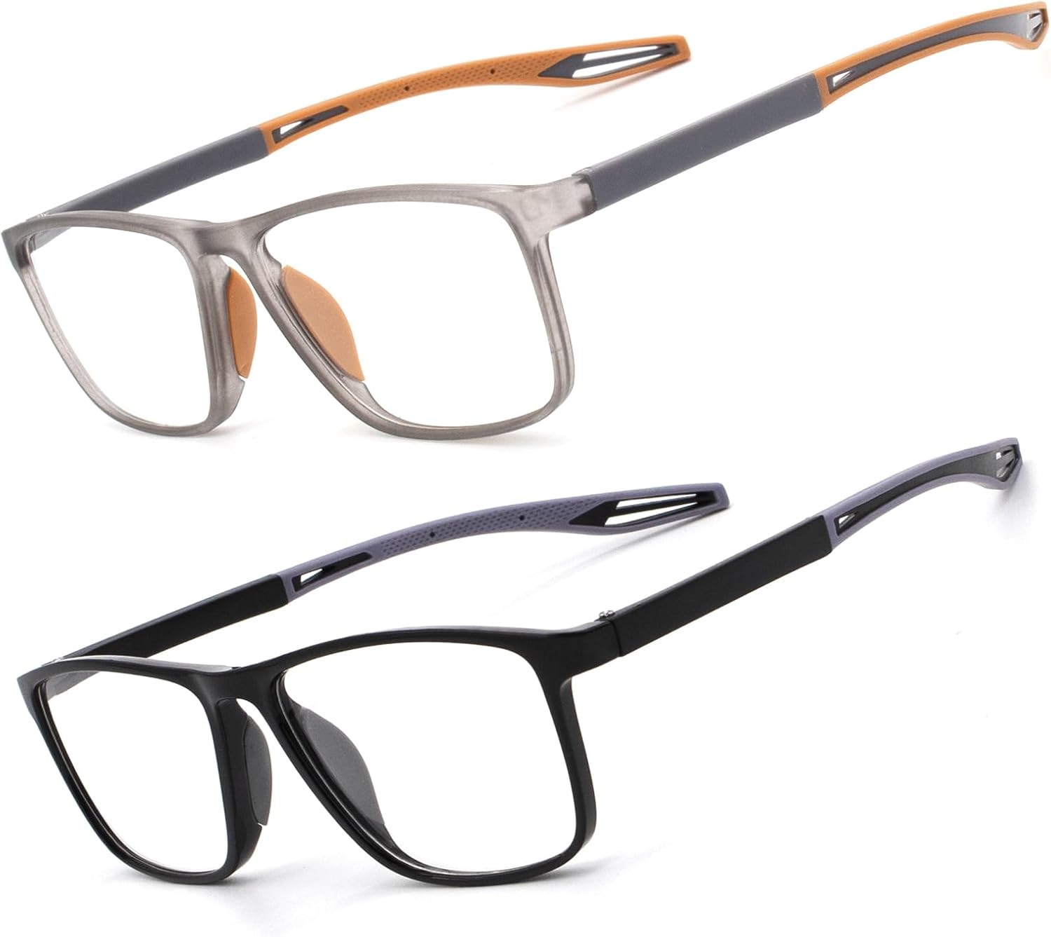 JixGien Paquete de 2 lentes de lectura para hombre, estilo deportivo, bloqueo de luz azul, lentes ligeros con filtro antideslumbrante