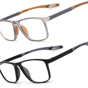 JixGien Paquete de 2 lentes de lectura para hombre, estilo deportivo, bloqueo de luz azul, lentes ligeros con filtro antideslumbrante JixGien Paquete de 2 lentes de lectura para hombre, estilo deportivo, bloqueo de luz azul, lentes ligeros con filtro antideslumbrante