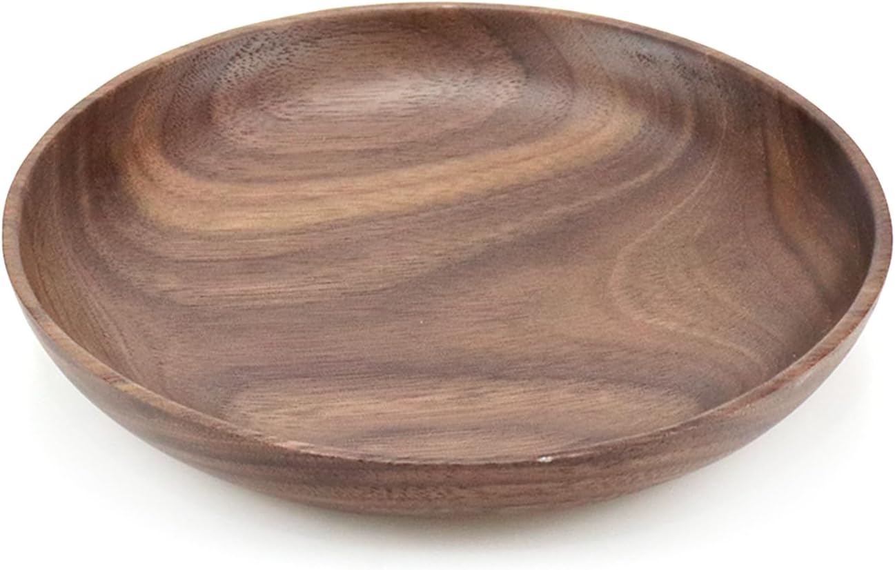 LC LICTOP Platos de madera de 130mm5.12″ Platos redondos de madera de nogal para platos, aperitivos, postres
