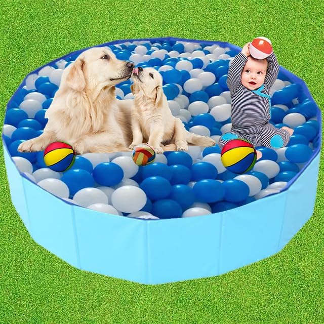Piscina plegable para perros grandes, piscina portátil y plegable para mascotas, perros y gatos (L-32 x 8 pulgadas)
