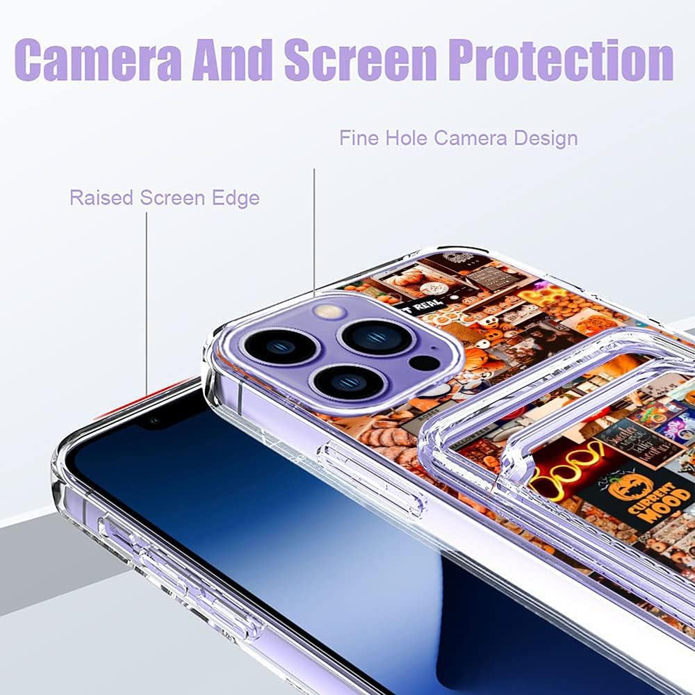 Funda estética para iPhone 13 Pro Max con tarjetero, diseño de calabaza retro, diseño moderno y moderno, funda de regalo de TPU suave para iPhone 13