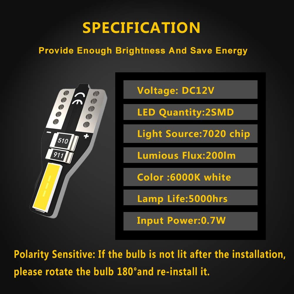 GIVEDOUA 194 bombillas LED interiores 168 bombillas T10 2825 LED superbrillantes 2SMD 7020 chips para interior de automóvil, cúpula mapa, puerta,