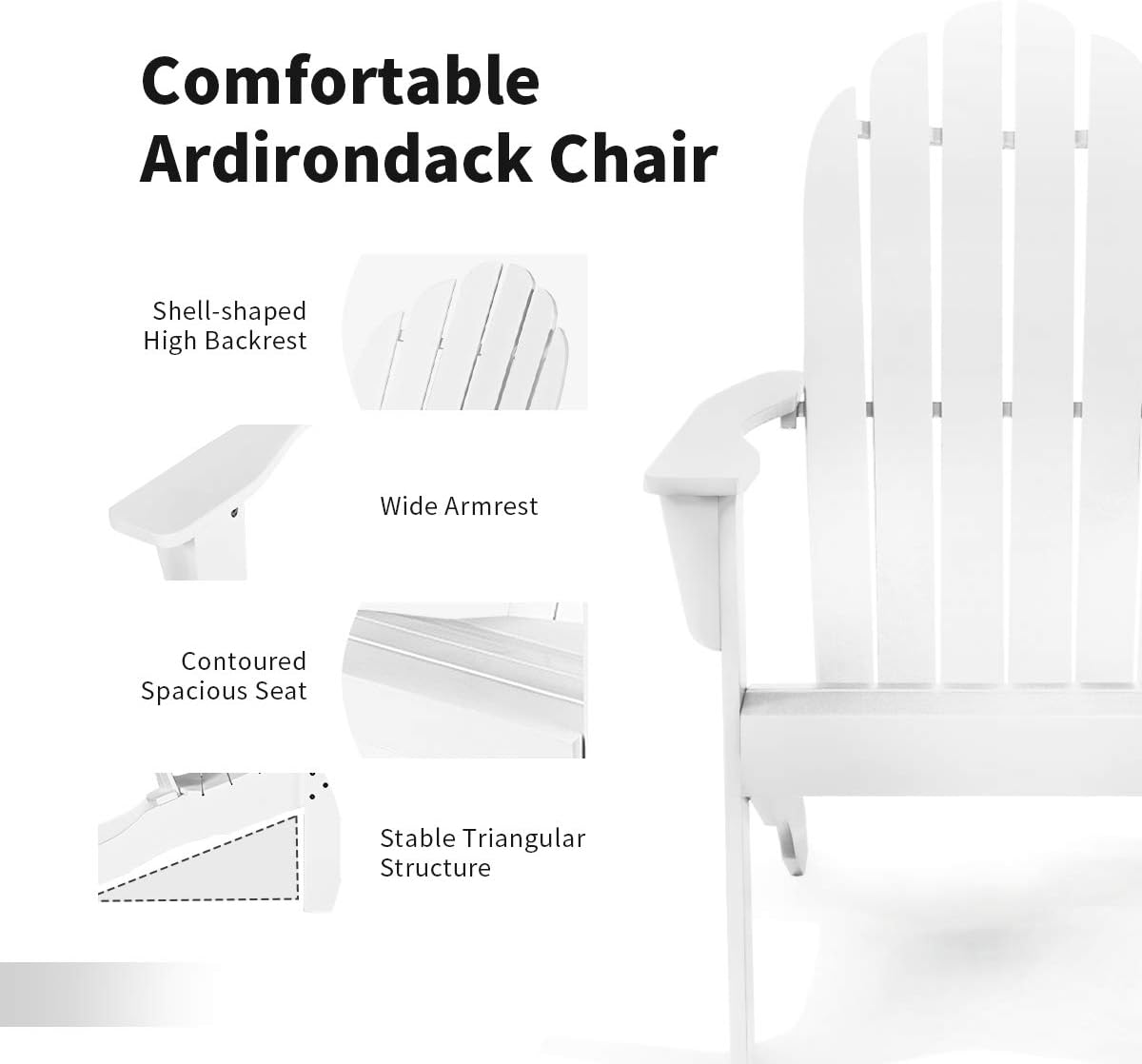 Giantex Adirondack – Silla de madera de acacia para exteriores con capacidad de peso de 350 libras, sillón resistente a la intemperie para patio,