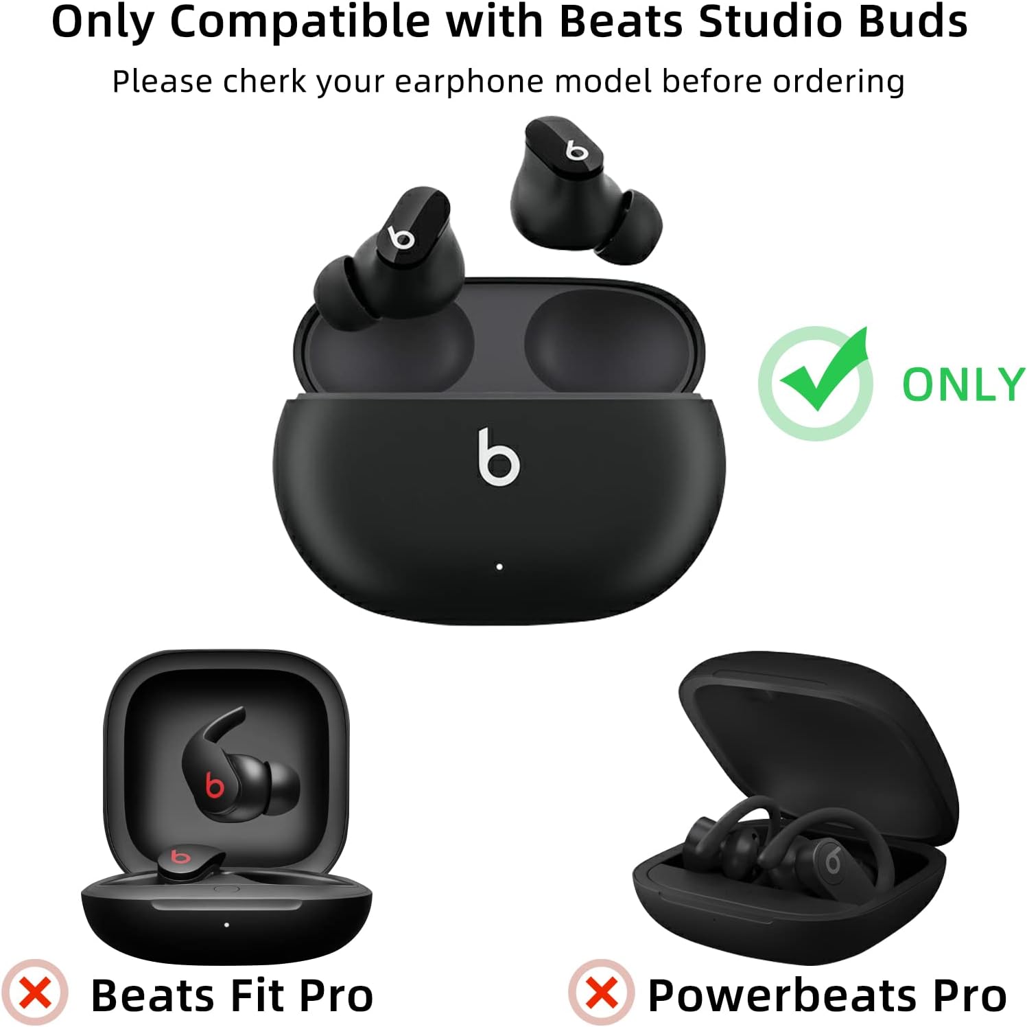 Compatible con Beats Studio Buds 2021, funda de silicona suave con patrón de corazón dorado para Beats Studio Buds con bonito llavero de mariposa