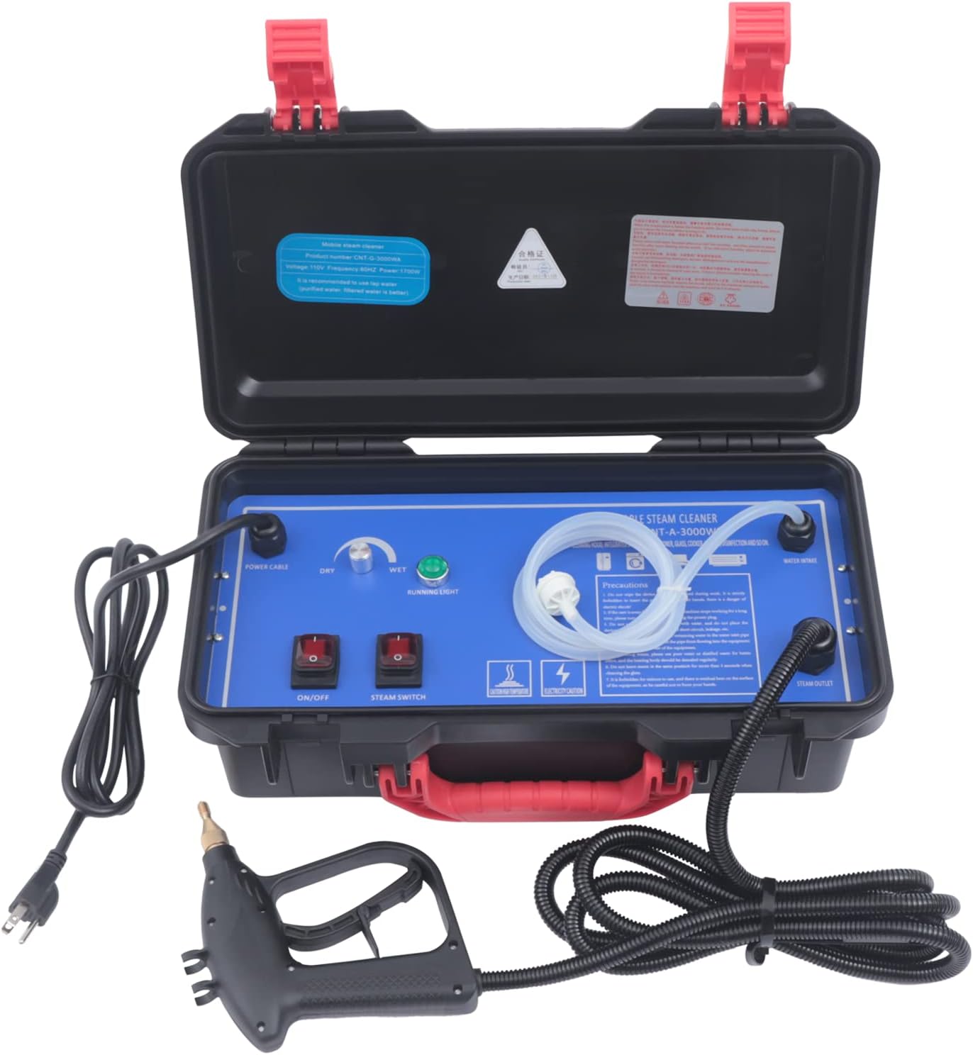 Limpiador de vapor de alta presión de 1700 W, limpiador de vapor bajo demanda y eliminación de papel tapiz, sistema de máquina de limpieza de vapor
