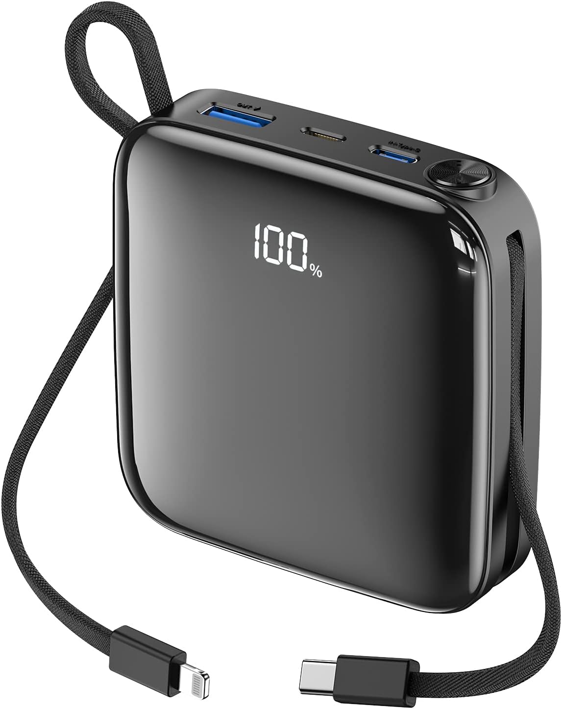 20000mAh Power Bank Carga rápida 22.5W 20W PD USB C Cargador portátil con cables integrados Batería externa universal Paquete de energía Banco de