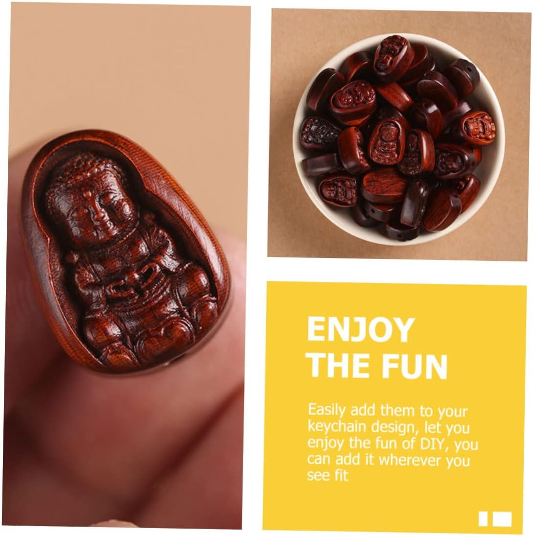 Abaodam 10 piezas de palisandro bebé Buda DIY llave colgante monje llavero llavero accesorios de la suerte figuras Buddha colgante encanto Buda