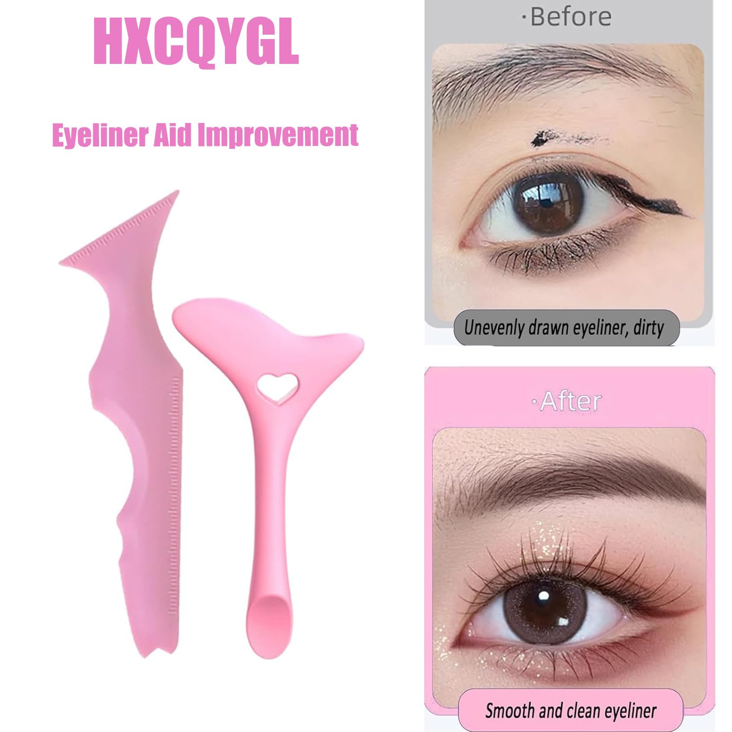 HXCQYGL 2 plantillas de delineador de ojos, protector de rímel, herramienta aplicadora de delineador de ojos de silicona, herramienta de maquillaje