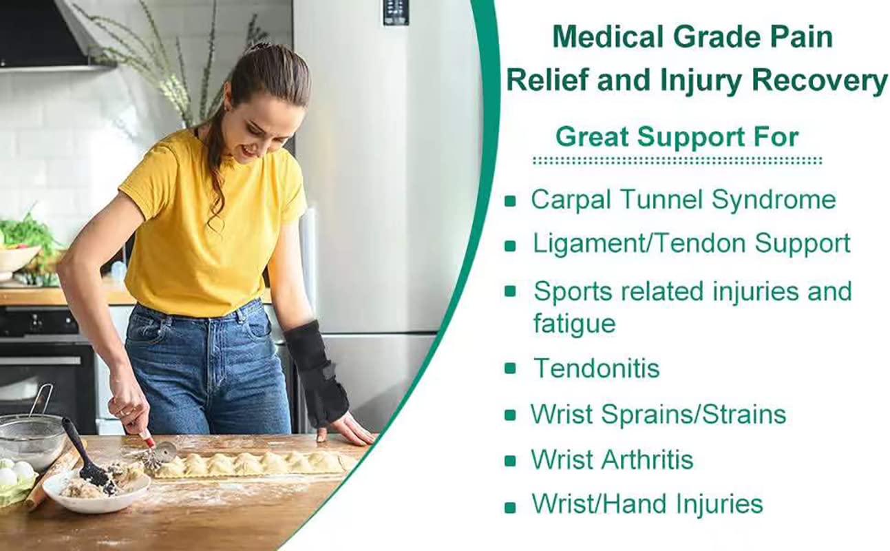 bounfend Muñequera con estabilizador de férula espica para el pulgar, soporte nocturno para dolor de artritis, lesiones, tendinitis, esguince, túnel