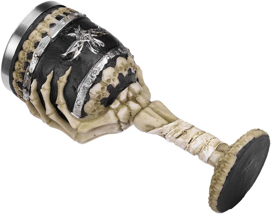 Copa de vino con diseño de calavera de 7 onzas, diseño de esqueleto medieval, copa de cáliz de vino, globo gótico de sacrificio de acero inoxidable,