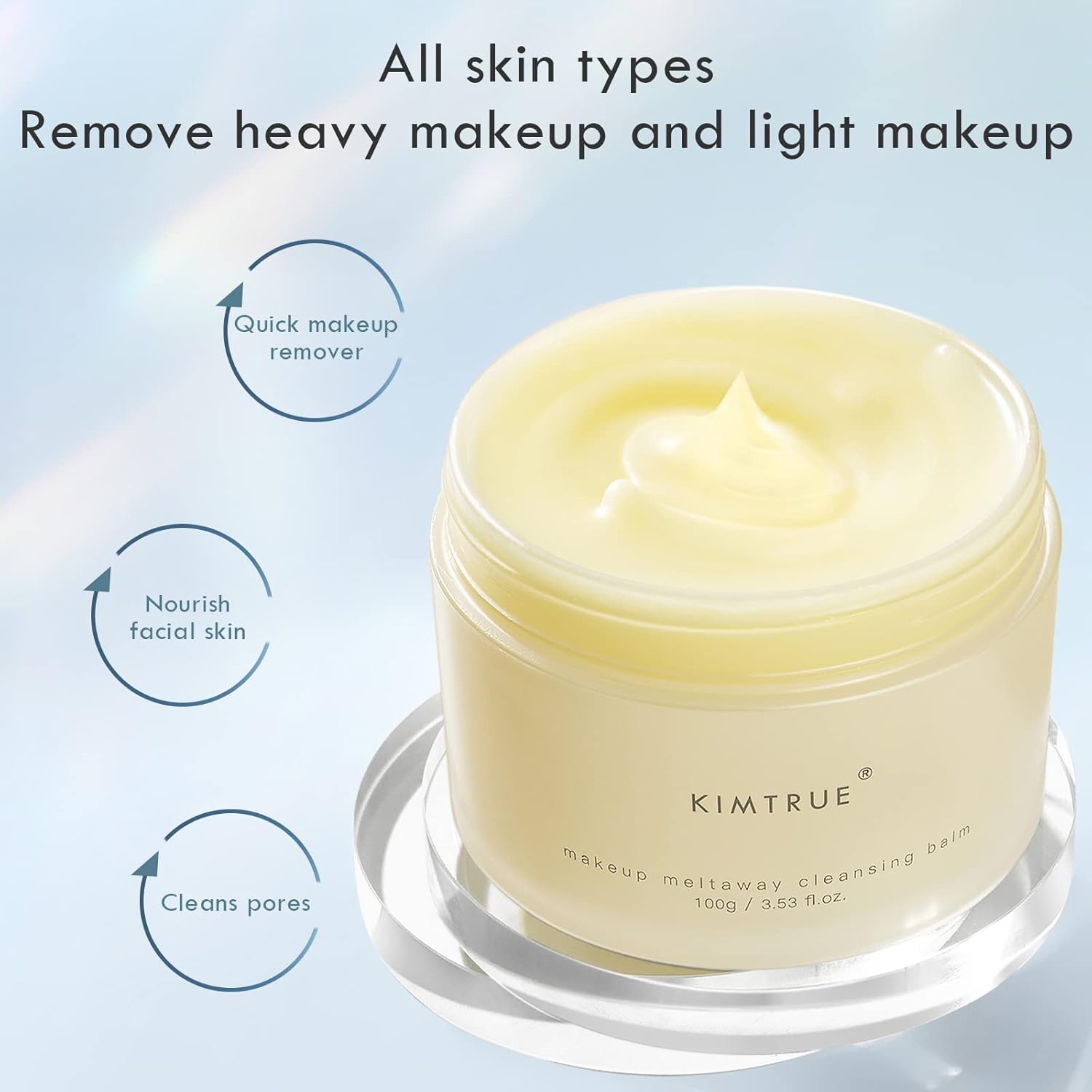 Kimtrue Meltaway Cleansing Balm 2-in-1 Instant Makeup Remover & Skin Enhancer  Rich in Bilberry & Moringa  Eco-Friendly, for All Skin Types