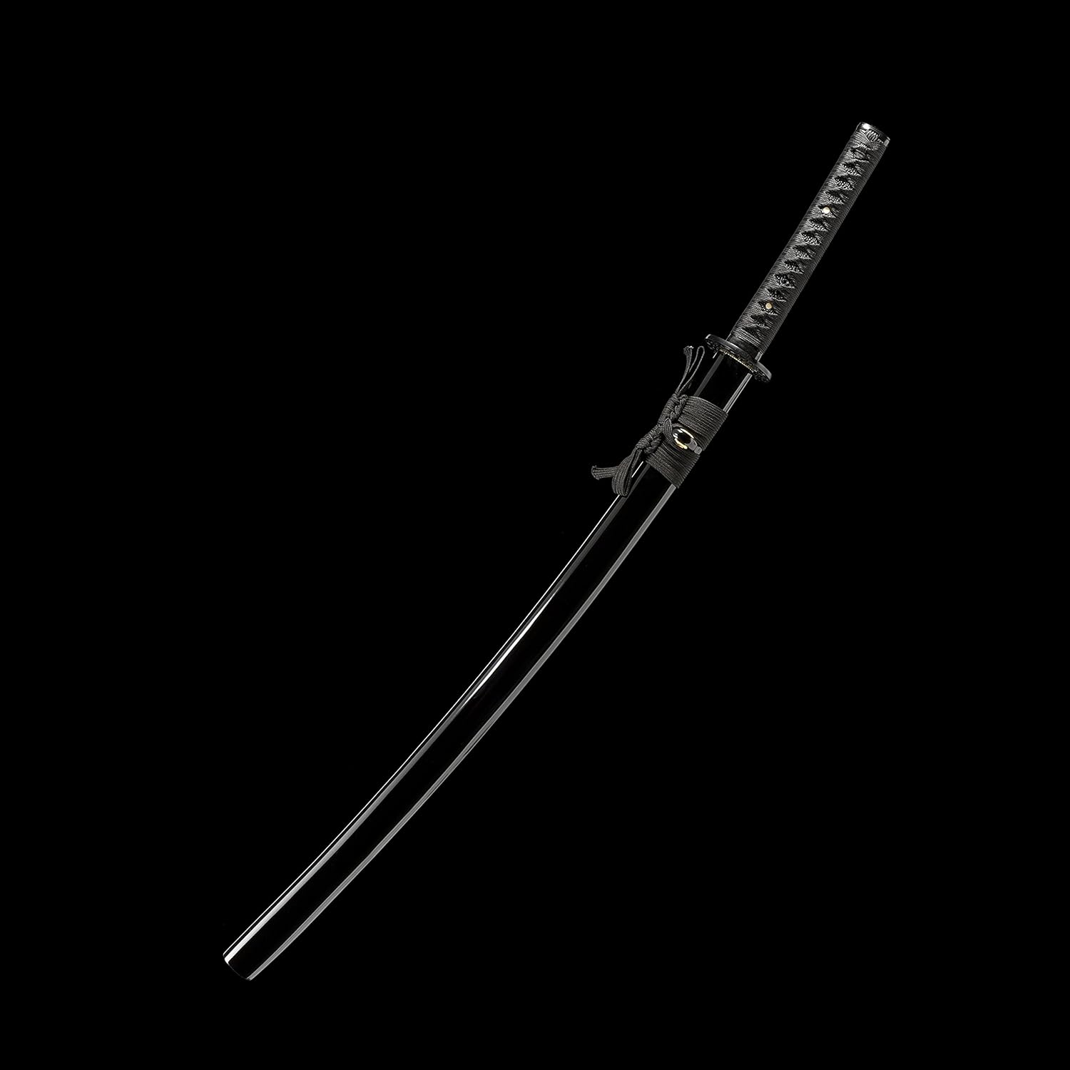 JIHPEN sword, Katana negra, espada samurai de espiga completa, afilada, hoja de acero de resorte con vaina negra, variedad de estilos de 41 pulgadas