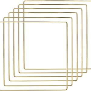 Worown Paquete de 6 coronas cuadradas de metal floral de 12 pulgadas, anillos dorados para atrapasueños para manualidades, corona de Navidad y boda, Worown Paquete de 6 coronas cuadradas de metal floral de 12 pulgadas, anillos dorados para atrapasueños para manualidades, corona de Navidad y boda,