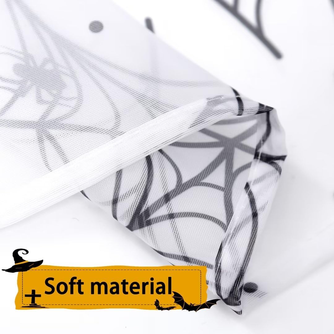 Cortinas de Halloween para sala de estar, cortinas traslúcidas blancas de 84 pulgadas de largo, 2 paneles de decoración de Halloween para el hogar,