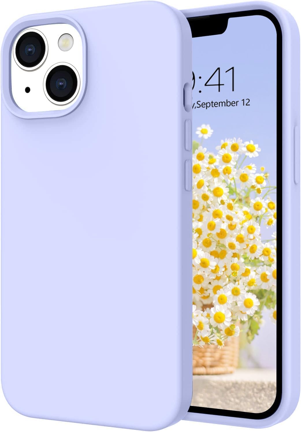 Telaso Compatible con iPhone 14, silicona líquida de goma de gel suave iPhone 14, funda delgada para teléfono con forro de microfibra, fundas