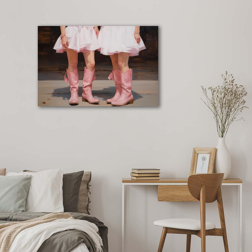 Preppy – Lienzo decorativo para la pared, pósteres vintage de botas de vaquera, estampado de vaquera costera rosa, divertido y moderno para