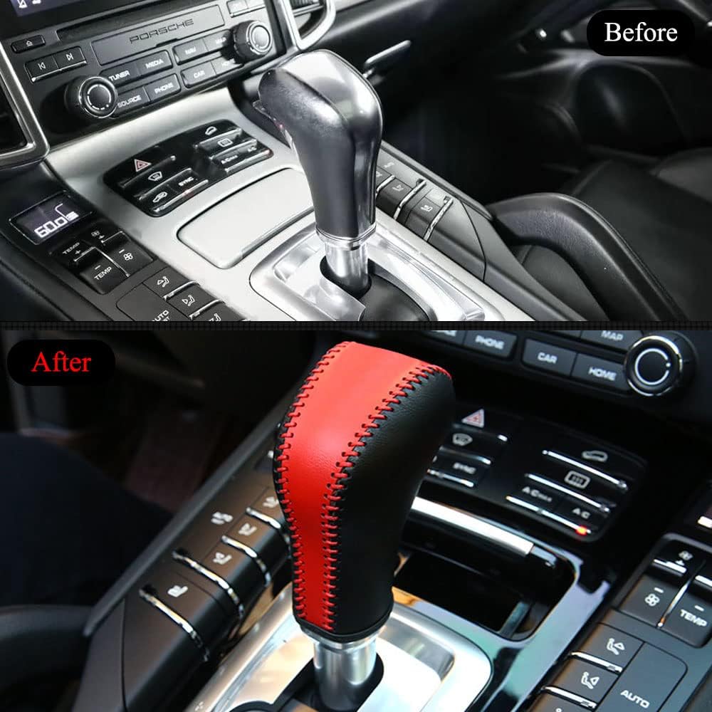 XITER Funda de cuero para palanca de cambios automática, protector de palanca de cambios para Porsche Cayenne 2011 2012 2013 2014 2015 2016 2017