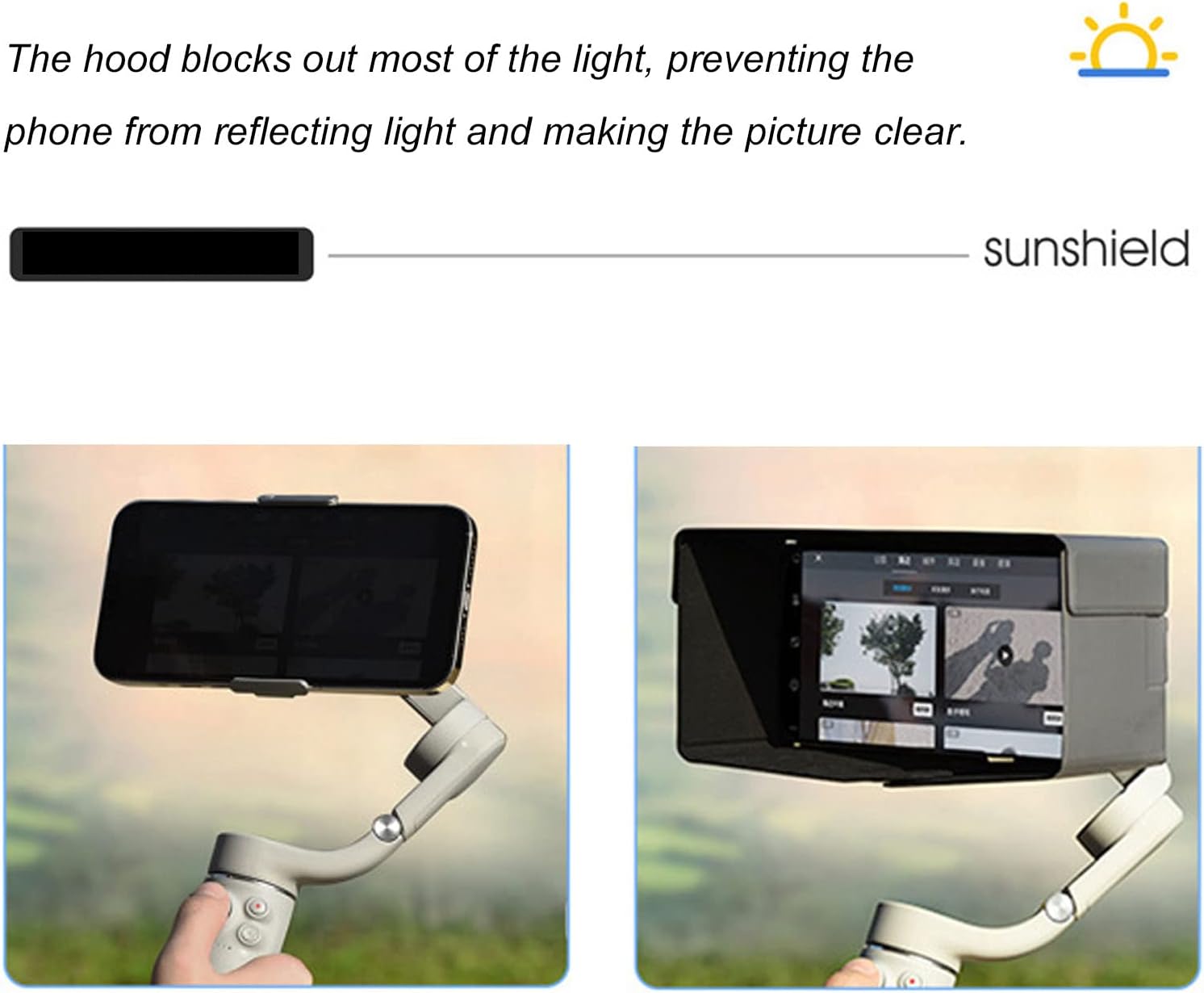 Teléfono móvil Sun Hood para DJI OM5 cardán estabilizador, paraguas portátil del teléfono para DJI OM4 SE
