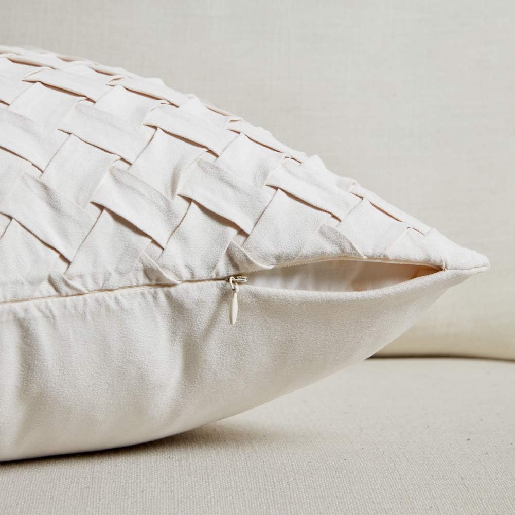 Fancy Homi – Juego de 2 fundas de almohada decorativas con bonito patrón de cesta, gamuza suave, cuadrado, para sofá, dormitorio, coche, sala de