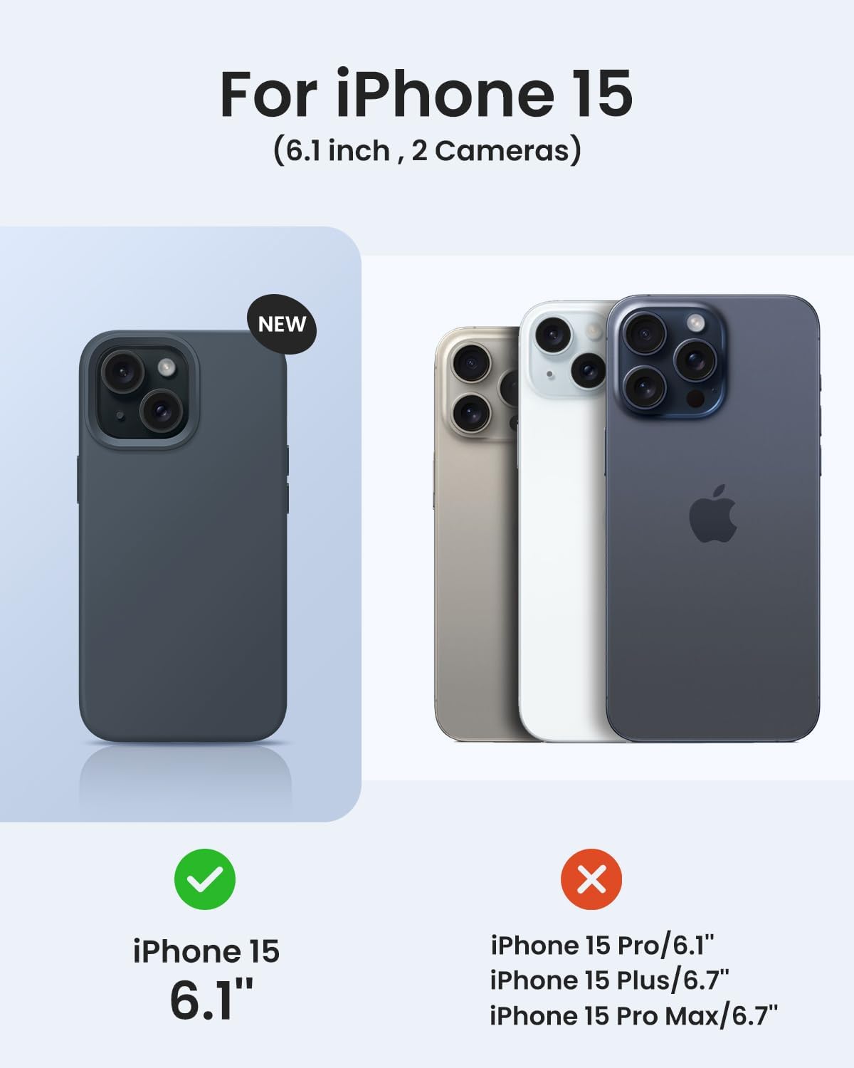 Funda diseñada para iPhone 15, funda de silicona protección contra caídas de grado militar forro de microfibra antiarañazos funda de silicona ultra