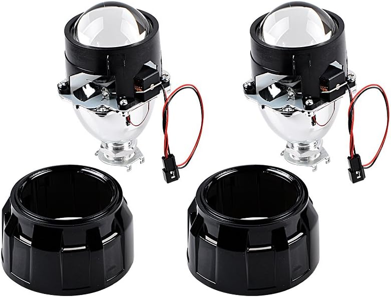 AMOPA Juego de 2 lentes LHD de 2.5 pulgadas con proyector de bixenón y luz de cabeza de haz alto y bajo, kit de lámpara H1 H4 H7 H11 H13 9005 9006