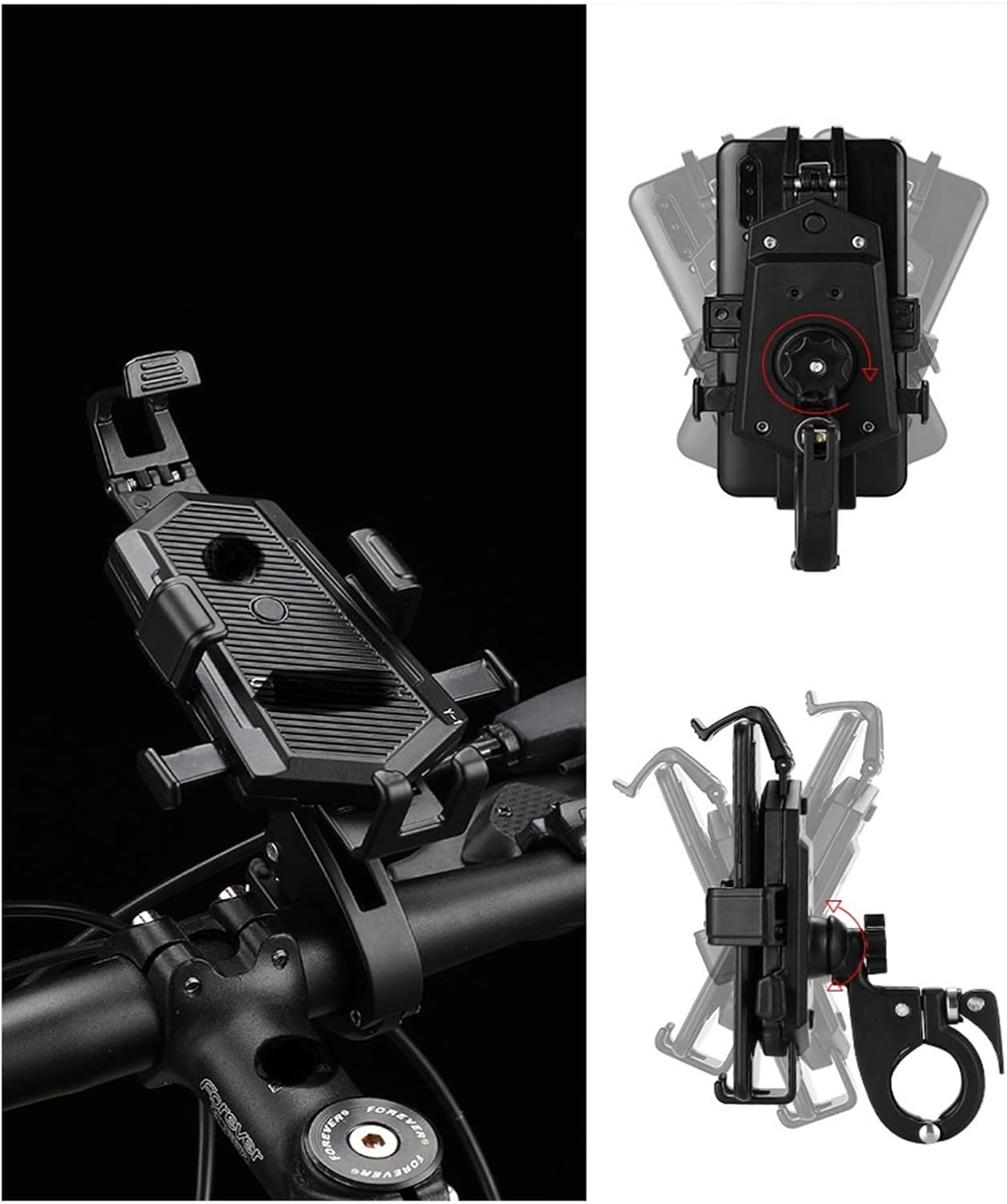 Soporte universal para manubrio de motocicleta de aleación de aluminio, espejo retrovisor universal, soporte para teléfono de bicicleta, soporte