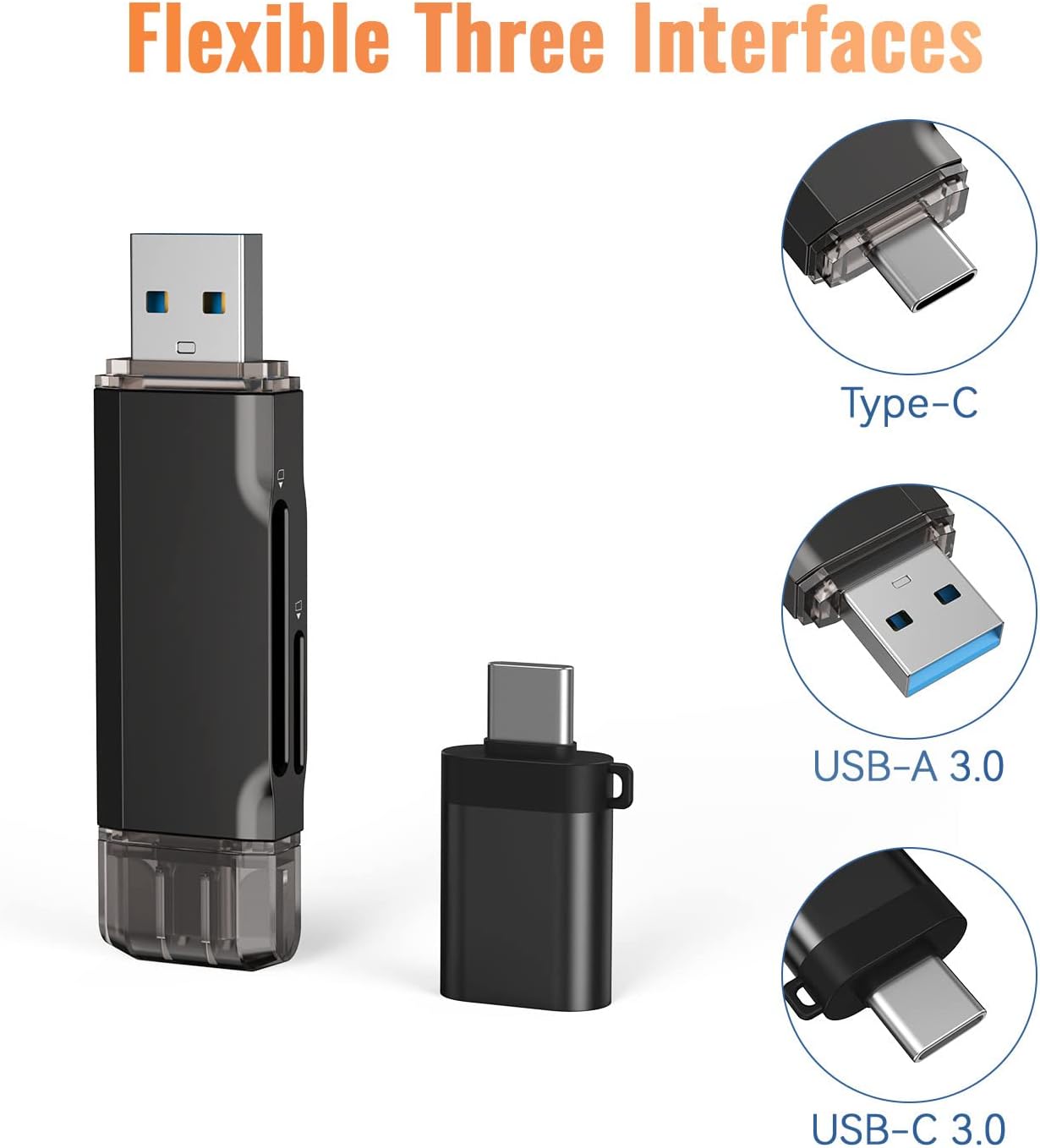 Orlian Lector de tarjetas SD USB 3.0 de alta velocidad dual USB A y USB C a Micro SDSD adaptador de lector de tarjetas de memoria para SDSDHCSDXC,