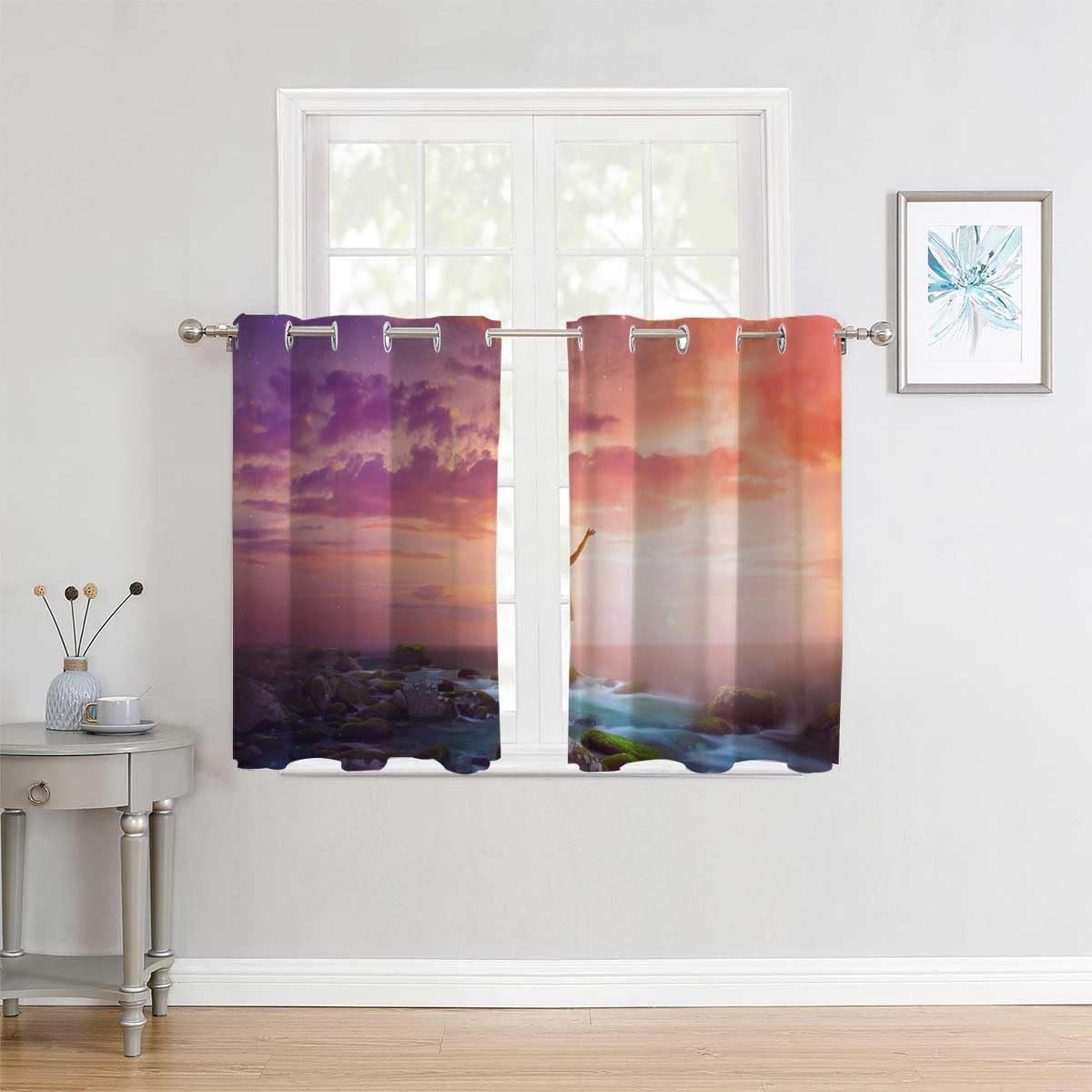 YANFENQI Cortinas para Habitacion Blackout Colorful_Scenery Sky Door Curtains Garage Curtain 55Inch Width by 72Inch Length,2 Panels