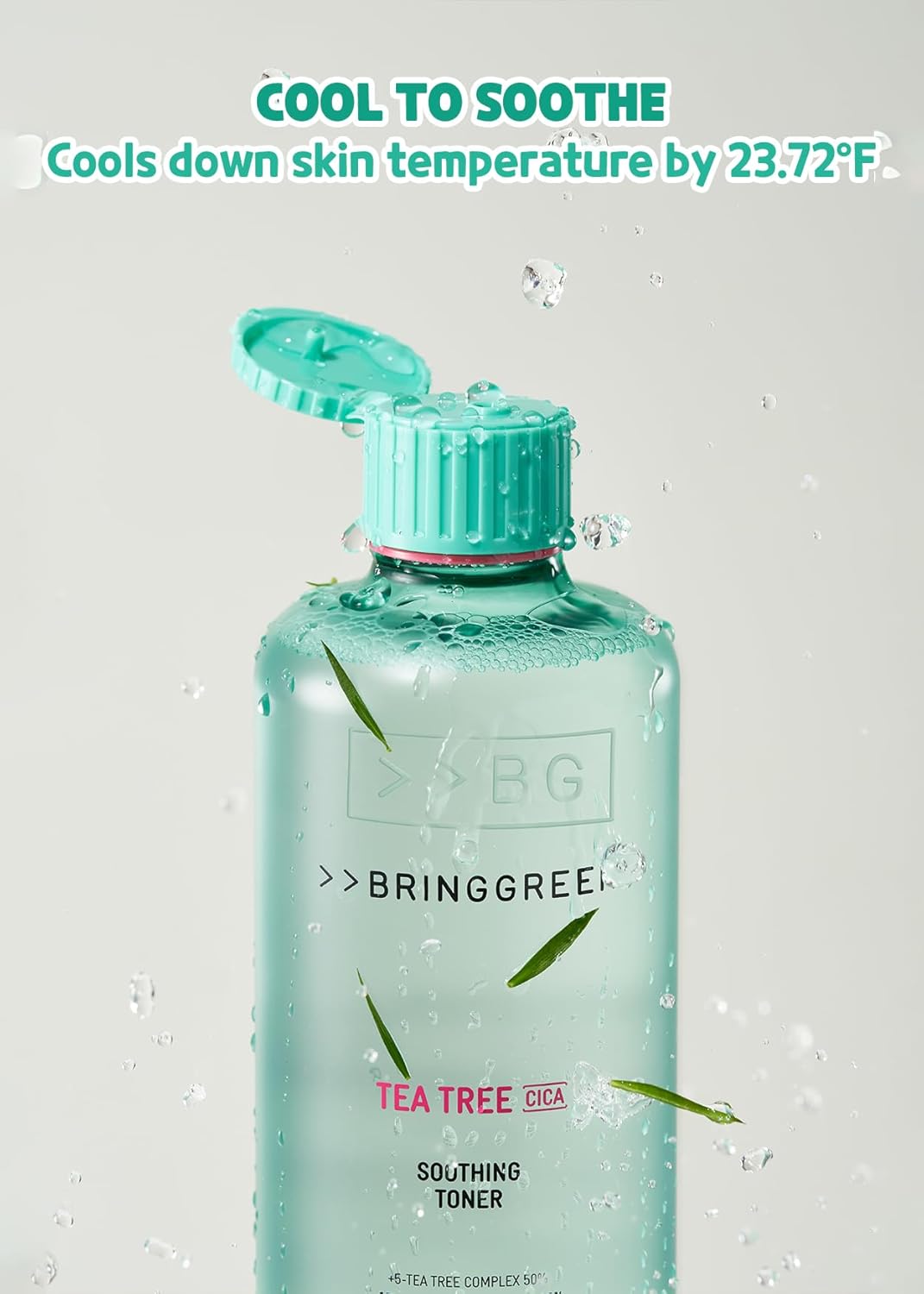 BRING GREEN Tea Tree CICA Tónico calmante  Rutina diaria suave de cuidado de la piel para efecto refrescante e hidratante (8.5 onzas líquidas), 8.5
