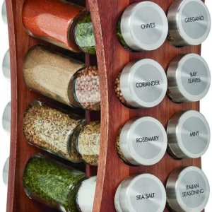 Kamenstein Estante de especias giratorio para encimera de reloj de arena de 16 tarros con especias incluidas, repuestos de especias gratis durante 5 Kamenstein Estante de especias giratorio para encimera de reloj de arena de 16 tarros con especias incluidas, repuestos de especias gratis durante 5