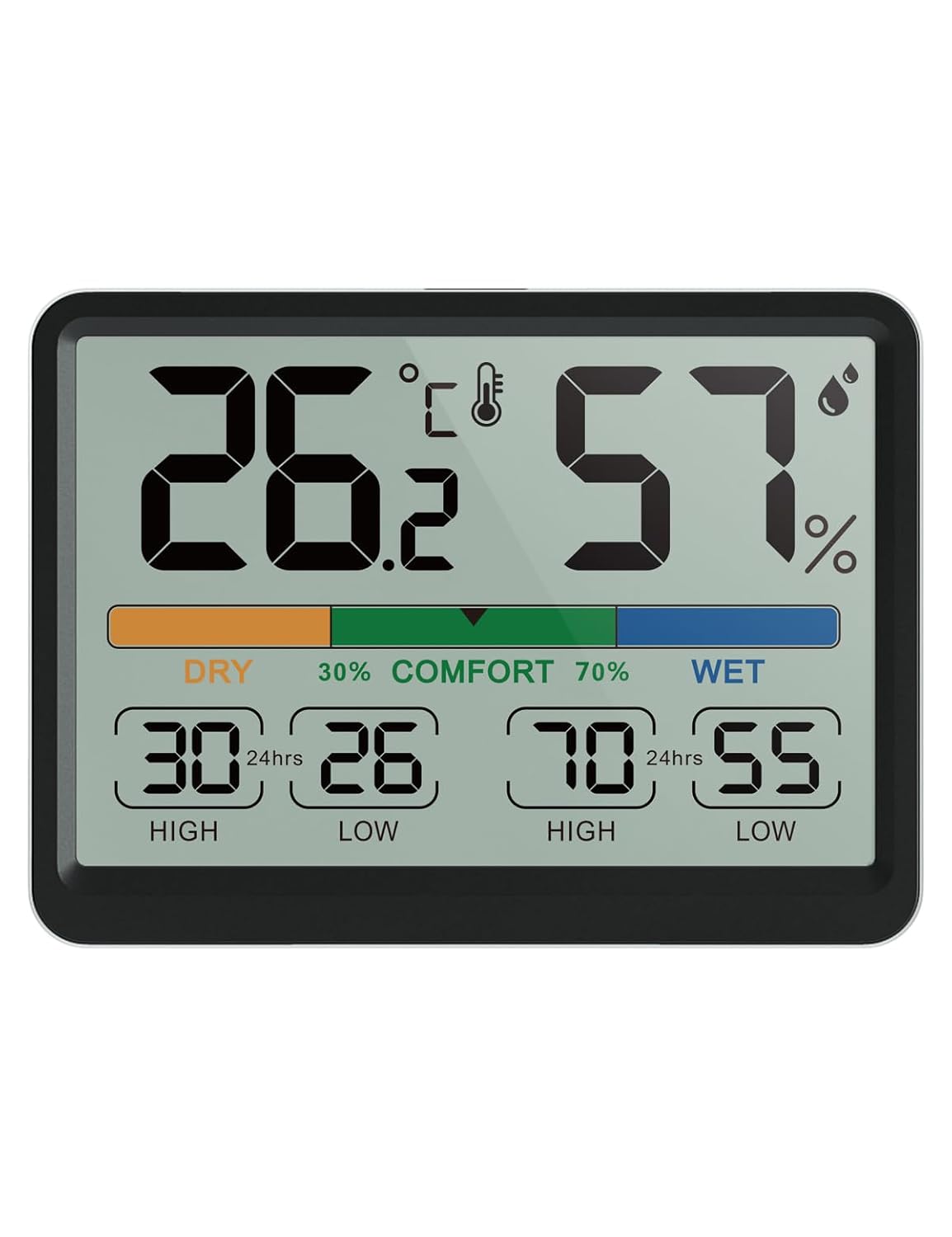 Medidor de humedad, termómetro e higrómetro de interior, medidor de monitor de temperatura ambiente, pantalla de humedad y temperatura altabaja,
