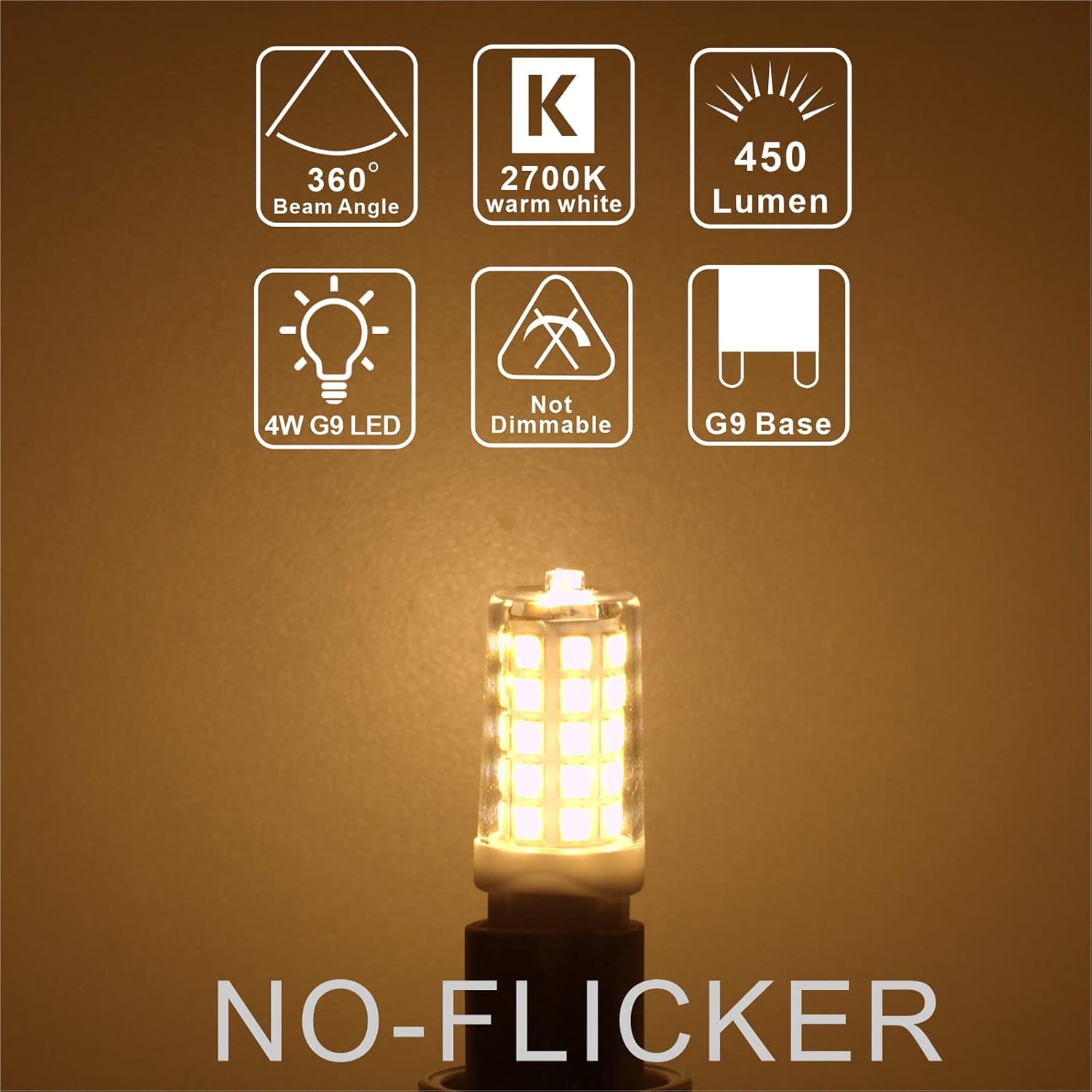AIMEOKO Bombillas LED G9 de 4 W (equivalente a 40 W), blanco cálido, 2700 K, no regulables, paquete de 5 unidades para iluminación de araña