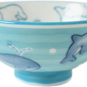 Mino ware Cerámica japonesa Kids Rice Bowl hecho en Japón (importación de Japón) Dolphine & Whale Blue MIC014 Mino ware Cerámica japonesa Kids Rice Bowl hecho en Japón (importación de Japón) Dolphine & Whale Blue MIC014