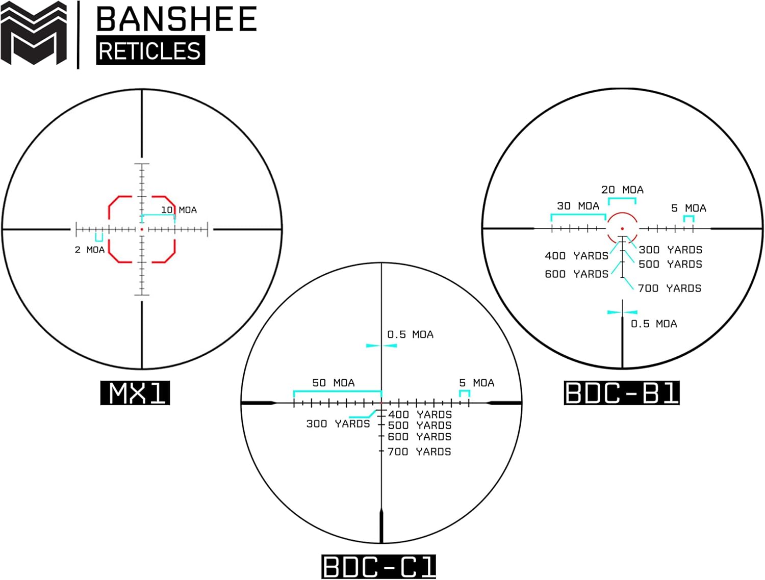 Monstrum Alcance de rifle Banshee ED 1-10×24 LPVO con soporte de alcance compensado