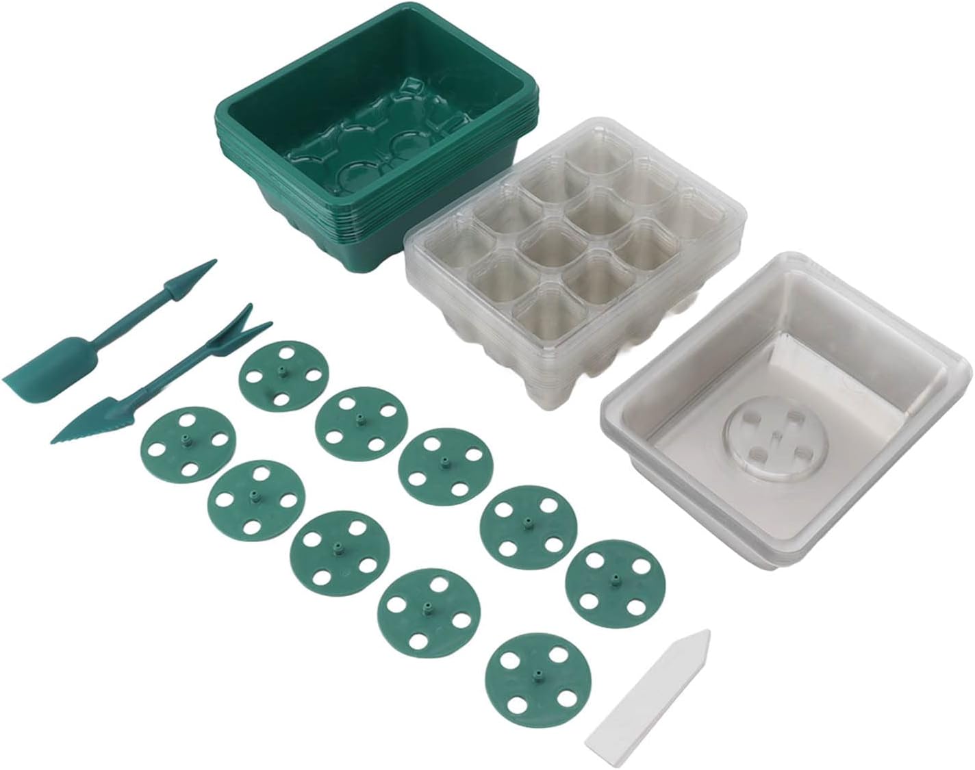 TOPINCN Seed Starter Tray, Garden Seedling Tray Transparent Cover Botton Drain Hole for Horticulture (12 Holes)