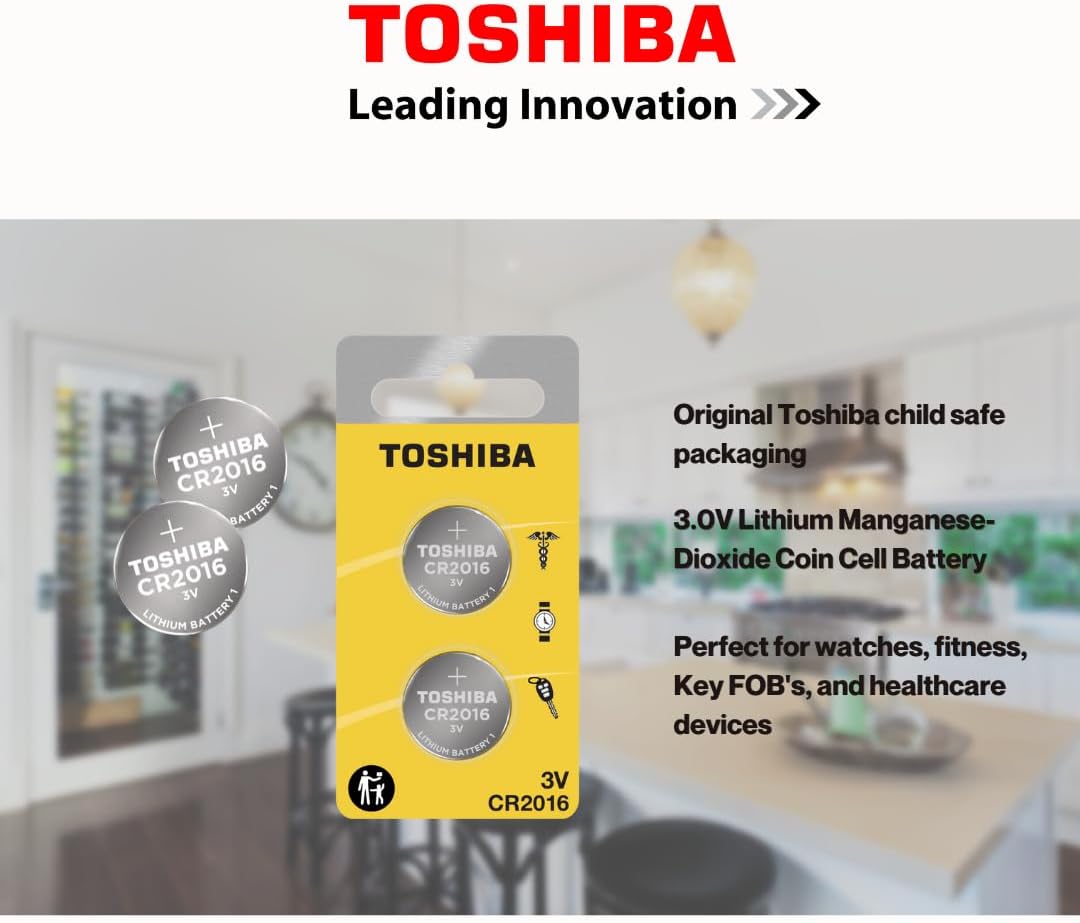 Toshiba CR2016 – Paquete de ampolla resistente a los niños (6 baterías)