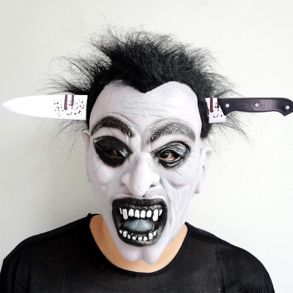 Rotumaty Accesorios de disfraz de miedo, diadema sangrienta (cuchillo, jeringatijeras), divertidos juguetes para la cabeza para Halloween (cuchillo)