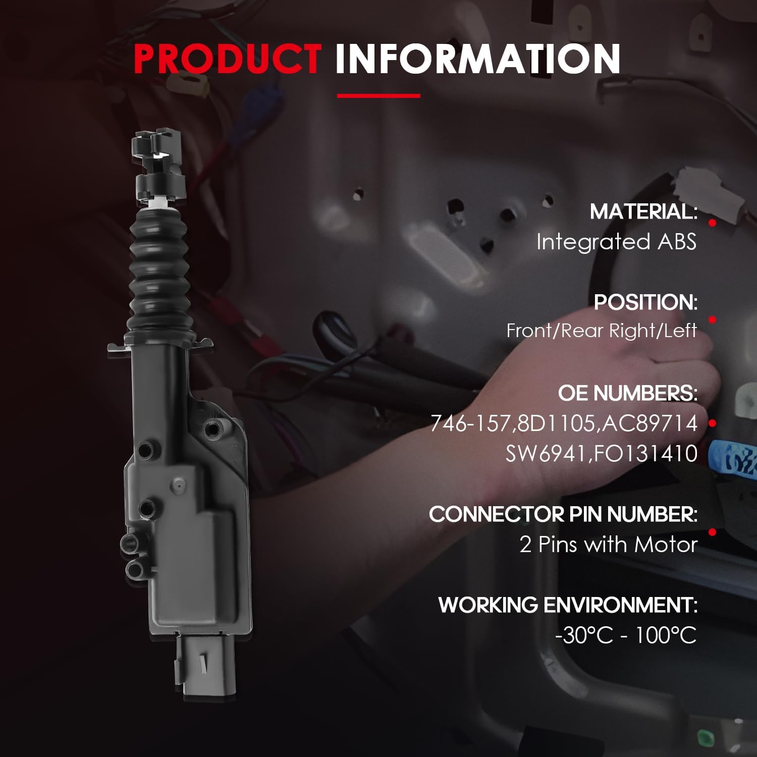 CCIYU Actuador de bloqueo de puerta delanterotrasero derecho del pasajerolado izquierdo del conductor compatible con Ford Taurus 1996-1998, para