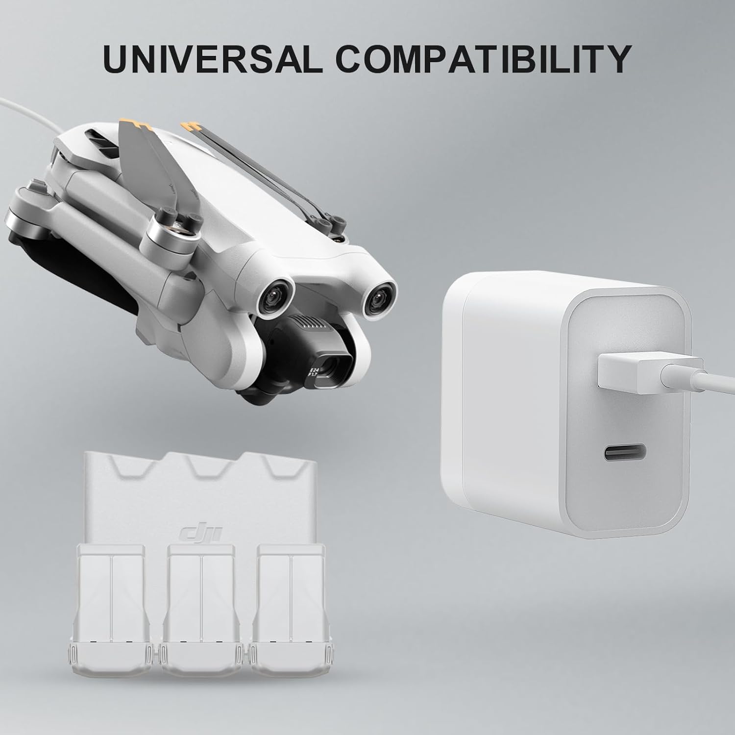 Adaptador de corriente para dron, versión mejorada de 30 W GaN Bloque de cargador compacto de doble puerto, cargador de puerto USB C y B, compatible