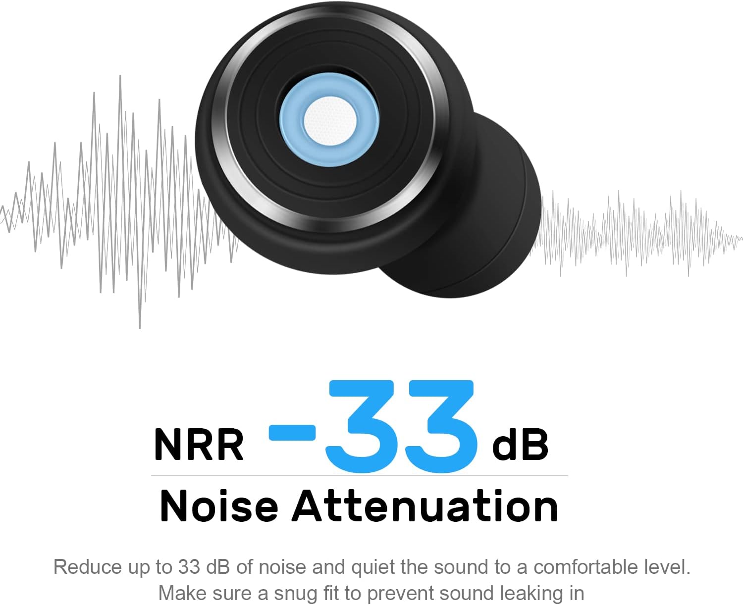 NRR – Tapones para los oídos con cancelación de ruido para dormir, 33 dB, tapones para los oídos de silicona súper suaves y reutilizables para